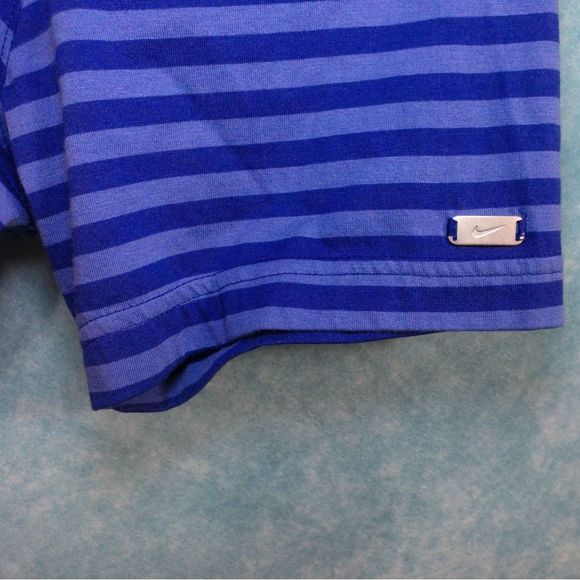 NIKE Dri Fit Men's Polo, Blue, Striped, Size Medium - Picture 4 of 5